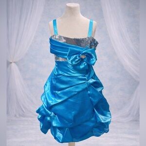 Elegant Blue Kids Dress with Bow Accent
